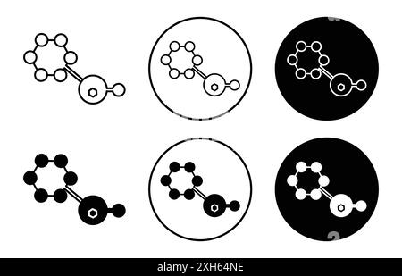 Icône hormones symbole vecteur ou collection de signe ensemble dans un contour noir et blanc Illustration de Vecteur