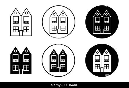 Icône Duplex Collection de symboles ou d'enseignes vectoriels dans un contour noir et blanc Illustration de Vecteur