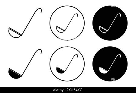 Icône de louche de cuisine symbole vectoriel ou collection d'ensemble de signes dans un contour noir et blanc Illustration de Vecteur