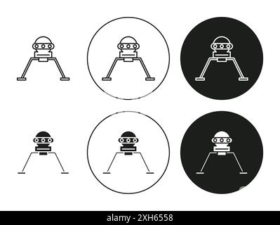 Lander icône symbole vecteur ou collection de signe ensemble dans un contour noir et blanc Illustration de Vecteur