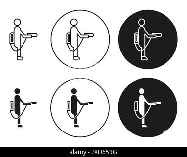 Acariens désinfectant homme icône symbole vectoriel ou ensemble d'affiches collection dans un contour noir et blanc Illustration de Vecteur