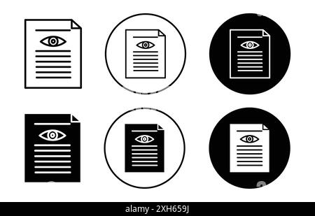 Icône de document de test EyeB symbole vectoriel ou collection de l'ensemble d'enseignes dans un contour noir et blanc Illustration de Vecteur