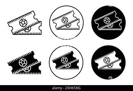 Icône de billets de football symbole vectoriel ou collection d'ensemble de signes dans un contour noir et blanc Illustration de Vecteur