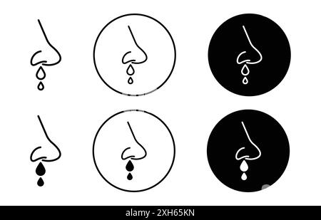 Icône Runny Nose symbole vectoriel ou collection d'ensemble de signes dans un contour noir et blanc Illustration de Vecteur