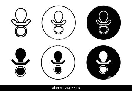 ICÔNE DE MAMELON symbole vectoriel ou collection d'ensembles de signes dans un contour noir et blanc Illustration de Vecteur