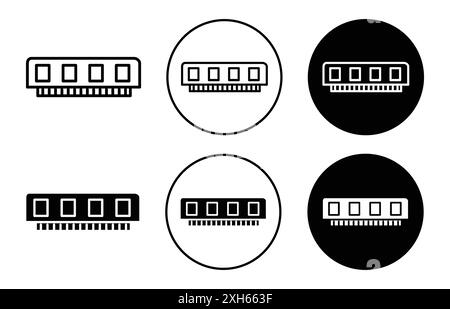 Icône mémoire ram symbole vectoriel ou ensemble de signes collection en noir et blanc Illustration de Vecteur
