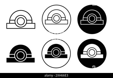 Icône de casque de torche symbole vecteur ou collection d'ensemble de signes dans un contour noir et blanc Illustration de Vecteur