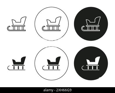 Icône de traîneau symbole vectoriel ou ensemble de signes collection dans un contour noir et blanc Illustration de Vecteur