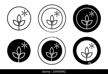 Icône de protéine à base de plante symbole vecteur ou collection de signes dans un contour noir et blanc Illustration de Vecteur