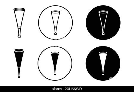 Icône Vuvuzela symbole vectoriel ou collection d'ensemble de signes dans un contour noir et blanc Illustration de Vecteur