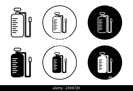 ICÔNE PULVÉRISATEUR À PRESSION symbole vectoriel ou ensemble de signes ensemble dans un contour noir et blanc Illustration de Vecteur