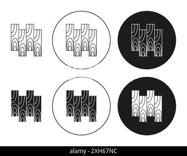 Icône de planche en bois symbole vectoriel ou collection d'ensemble de signes dans un contour noir et blanc Illustration de Vecteur