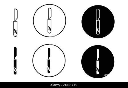 Icône scalpel symbole vectoriel ou collection d'ensembles de signes dans un contour noir et blanc Illustration de Vecteur