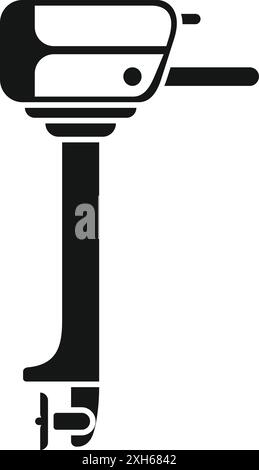 Forme noire d'un moteur de bateau représentant la navigation de bateau à moteur à des fins récréatives ou professionnelles Illustration de Vecteur