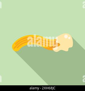 Le churro est trempé dans de la crème au chocolat blanc, offrant un délicieux mélange de saveurs Illustration de Vecteur