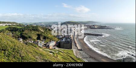Vue aérienne panoramique d'Aberystwyth depuis Constitution Hill Banque D'Images