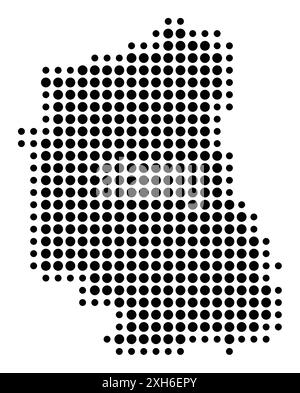 Symbole carte de la Voïvodie|Province de Lublin (Pologne) montrant l'état/la province avec un motif de cercles noirs Illustration de Vecteur