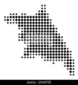 Symbole carte de la province de Gangwon (Corée du Sud) montrant l'état/la province avec un motif de cercles noirs Illustration de Vecteur