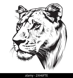 Illustration d'un portrait de lioness dessiné à la main, Wild Animals Illustration de Vecteur