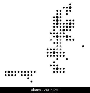 Symbole carte de la province Maluku Utara (Indonésie) montrant l'état/la province avec un motif de cercles noirs Illustration de Vecteur