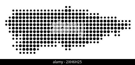 Symbole carte de la Province Asturies (Espagne) montrant l'état/la province avec un motif de cercles noirs Illustration de Vecteur