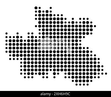 Symbole carte de la région Kralovehradecky (République tchèque) montrant l'état/la province avec un motif de cercles noirs Illustration de Vecteur