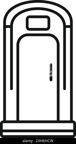 Icône de ligne simple représentant une toilette bio publique, parfaite pour indiquer l'emplacement des toilettes en extérieur ou en construction Illustration de Vecteur