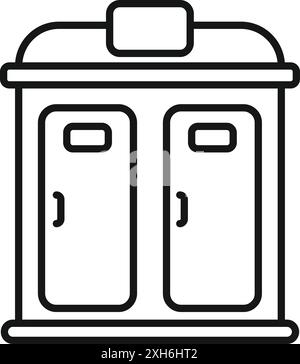 Icône de cabine de toilette bio publique montrant une salle de bain portable extérieure pour des événements Illustration de Vecteur