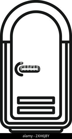 Icône de toilette bio publique dans un style de contour illustrant une salle de bain extérieure pour une pause toilettes Illustration de Vecteur