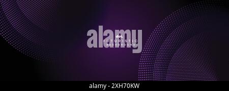 Abstrait Dark Purple-Pink gradient Circles Flow Dot Waving Particle Geometric Technology arrière-plan. Numérique Futuristic Black Violet pointillé Wave Illustration de Vecteur