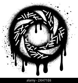 Logo Donut dans un style graffiti urbain avec peinture noire en aérosol. illustration vectorielle. Illustration de Vecteur