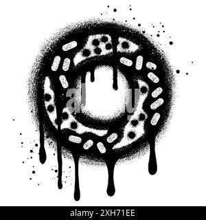 Logo Donut dans un style graffiti urbain avec peinture noire en aérosol. illustration vectorielle. Illustration de Vecteur