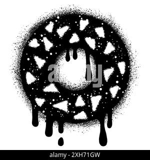 Logo Donut dans un style graffiti urbain avec peinture noire en aérosol. illustration vectorielle. Illustration de Vecteur