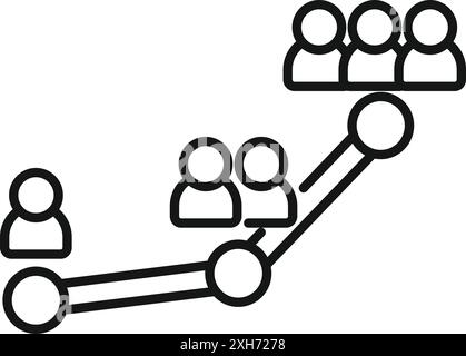 Concept de travail d'équipe et de leadership avec des icônes de personnes reliées entre elles dans un réseau Illustration de Vecteur