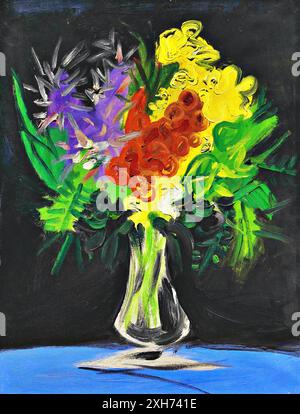 Pot de fleurs sur fond noir, 1932 (peinture) par l'artiste Picasso, Pablo (1881-1973) espagnol. Illustration de Vecteur