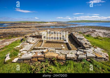 Le Brough of Birsay Viking Settlement sur l'île de Brough, dans les îles Orcades, en Écosse du Nord Banque D'Images