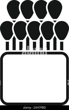 Icône noire et blanche de cotons-tiges debout dans une boîte pour le nettoyage des oreilles Illustration de Vecteur