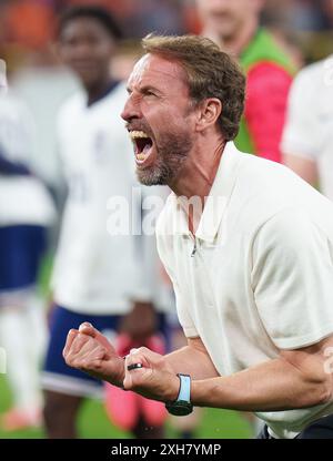 Gareth Southgate, entraîneur d'Angleterre, célèbre après le match de demi-finale PAYS-BAS - ANGLETERRE 1-2 des Championnats d'Europe de l'UEFA 2024 le 10 juillet 2024 à Dortmund, Allemagne. Photographe : ddp images / STAR-images Banque D'Images