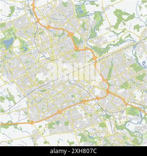 Road map of Kitchener in Canada. Contains layered vector with roads water, parks, etc. Stock Vector