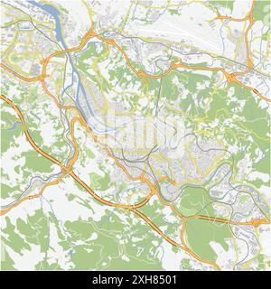 Road map of Bilbao in Spain. Contains layered vector with roads water, parks, etc. Stock Vector