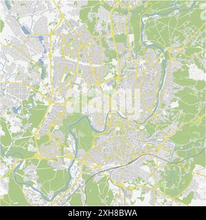 Road map of Vilnius in Lithuania. Contains layered vector with roads water, parks, etc. Stock Vector