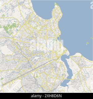 Road map of Dar es Salaam in Tanzania. Contains layered vector with roads water, parks, etc. Stock Vector