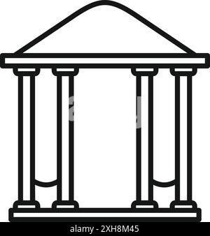 Gazebo de style grec simple avec toit triangulaire debout sur quatre colonnes, icône de dessin au trait pour les applications et les sites Web Illustration de Vecteur