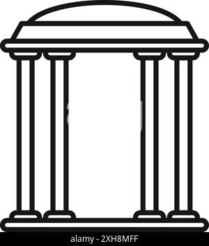 Simple dessin au trait d'un gazebo avec quatre colonnes soutenant un toit en dôme, parfait pour les illustrations de parc ou de jardin Illustration de Vecteur