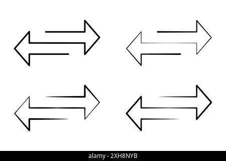 Flèche inversée vers l'icône de ligne droite et gauche. Inverser le pointeur à double flèche. Illustration de Vecteur