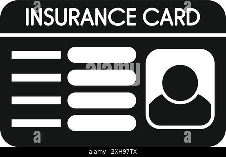 Icône simple représentant une carte d'assurance garantissant la couverture santé et l'aide avec les frais médicaux Illustration de Vecteur