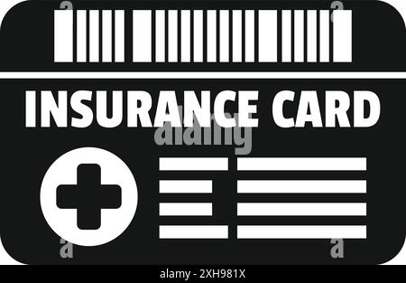 Simple icône de carte d'assurance noir et blanc représentant la couverture des soins de santé et les prestations médicales Illustration de Vecteur
