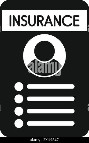 Carte d'assurance noir et blanc avec les informations du souscripteur, représentant la couverture des soins de santé et les frais médicaux Illustration de Vecteur