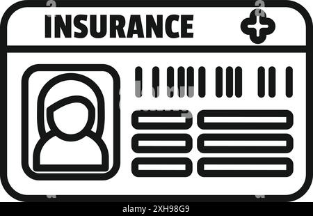 Carte d'assurance montrant des informations médicales personnelles avec photo d'identité et code à barres Illustration de Vecteur