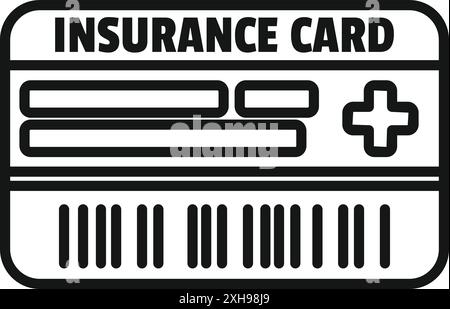 Icône de ligne simple d'une carte d'assurance maladie, représentant la couverture médicale et l'accès aux soins de santé Illustration de Vecteur